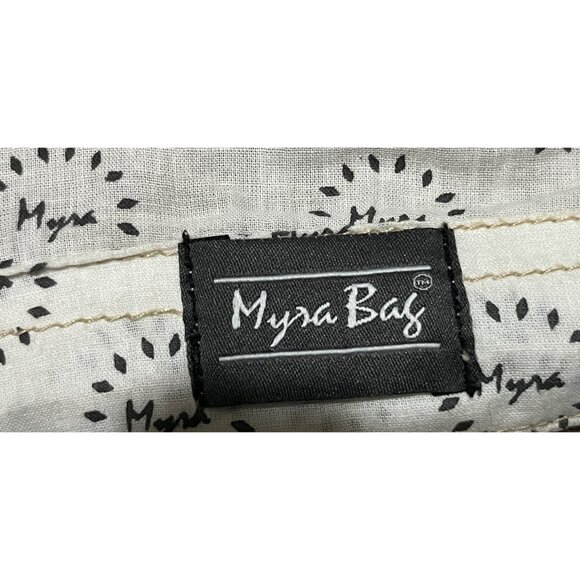 Myra Brown & Beige Boho Crossbody Bag Geometric Pattern Adjustable Strap Leather - Picture 14 of 14